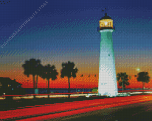 Biloxi Lighthouse At Sunset 5D Diamond Painting