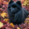 Black Pomeranian in Autumn 5D Diamond Painting