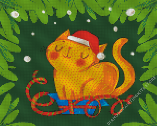 Cartoon Christmas Cat 5D Diamond Painting