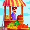 Cartoon Fruit Seller 5D Diamond Painting