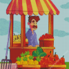 Cartoon Fruit Seller 5D Diamond Painting