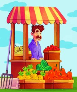 Cartoon Fruit Seller 5D Diamond Painting