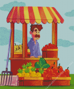 Cartoon Fruit Seller 5D Diamond Painting