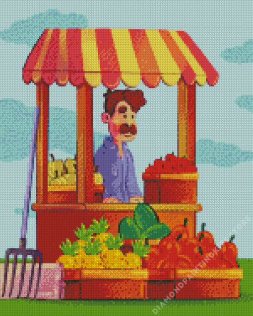 Cartoon Fruit Seller 5D Diamond Painting