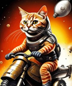 Cat on Motorcycle 5D Diamond Painting