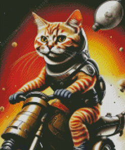 Cat on Motorcycle 5D Diamond Painting