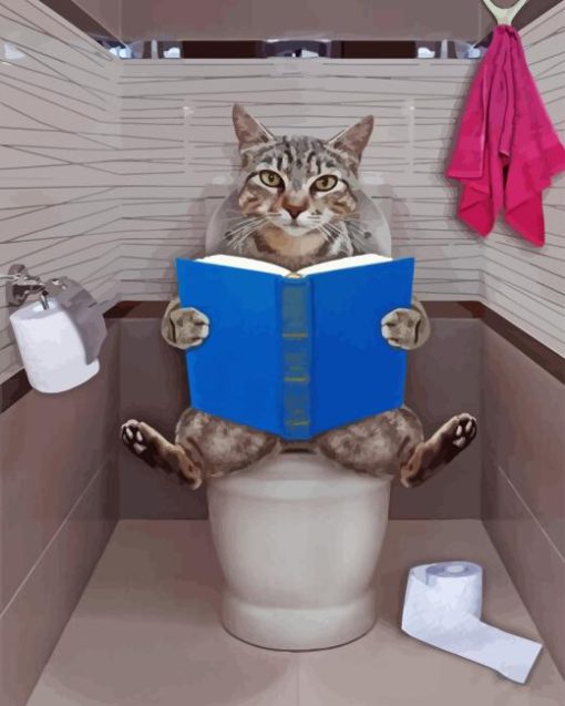 Cat Sit on Toilet 5D Diamond Painting
