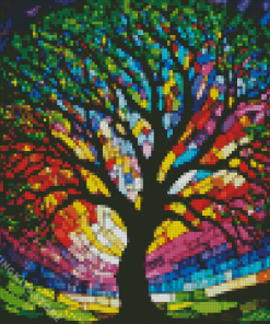 Colorful Mosaic Tree 5D Diamond Painting