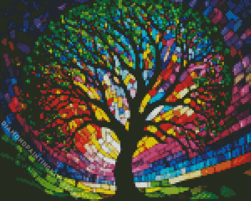 Colorful Mosaic Tree 5D Diamond Painting