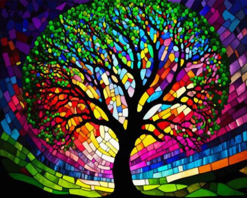 Colorful Mosaic Tree 5D Diamond Painting