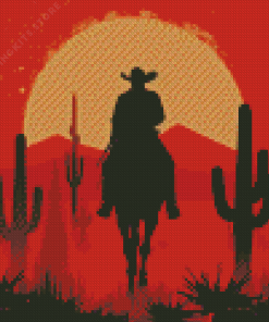 Cowboy Riding Silhouette 5D Diamond Painting