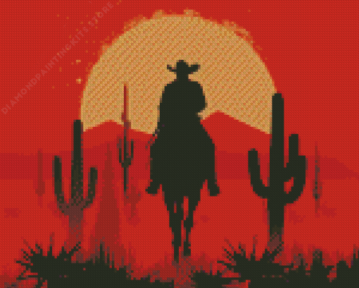 Cowboy Riding Silhouette 5D Diamond Painting