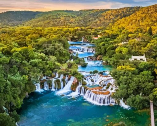 Croatia Waterfall 5D Diamond Painting