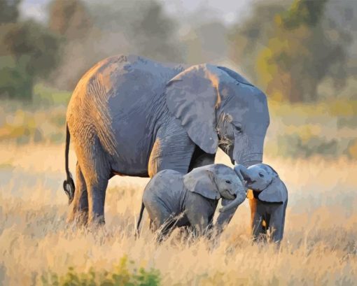 Elephant and Baby 5D Diamond Painting