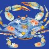 Floral Blue Crab 5D Diamond Painting