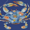 Floral Blue Crab 5D Diamond Painting