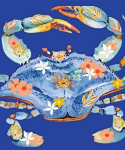 Floral Blue Crab 5D Diamond Painting