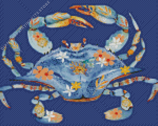 Floral Blue Crab 5D Diamond Painting