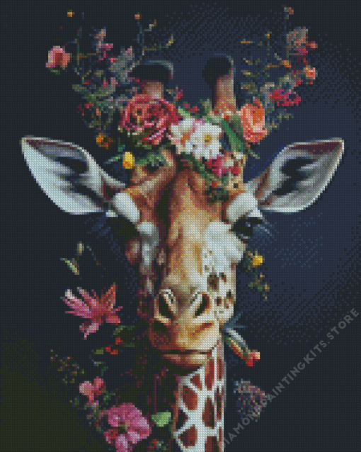 Floral Giraffe 5D Diamond Painting