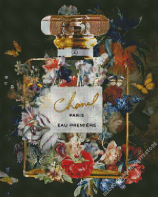 Flowers Chanel Bottle 5D Diamond Painting