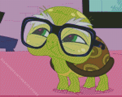 Green Turtle With Glasses 5D Diamond Painting