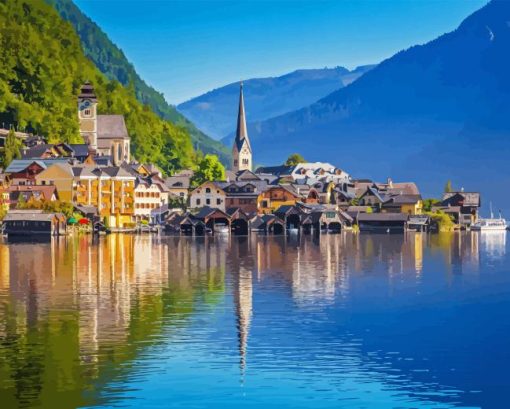 Serene Hallstatt Lake 5D Diamond Painting