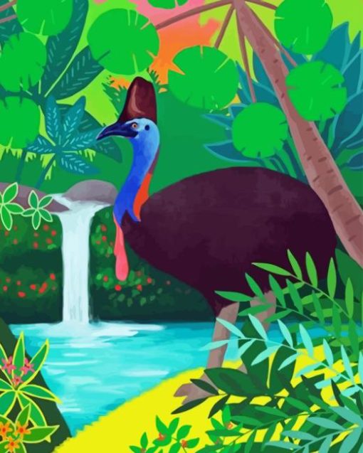 Illustration Cassowary Bird 5D Diamond Painting