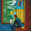 Illustration Man Reading Book 5D Diamond Painting