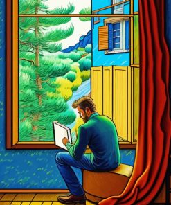 Illustration Man Reading Book 5D Diamond Painting