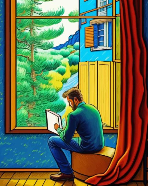 Illustration Man Reading Book 5D Diamond Painting