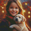 Little Girl With Puppy 5D Diamond Painting