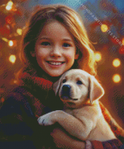 Little Girl With Puppy 5D Diamond Painting