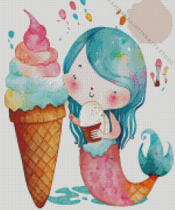 Mermaid Eating Ice Cream 5D Diamond Painting