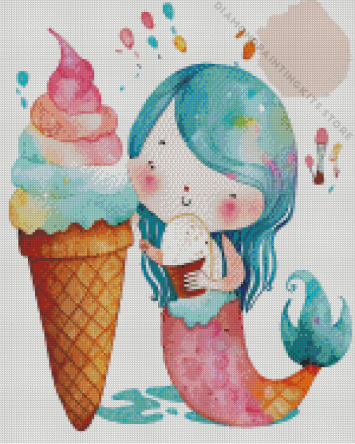 Mermaid Eating Ice Cream 5D Diamond Painting