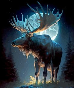 Moose and Moonlight 5D Diamond Painting