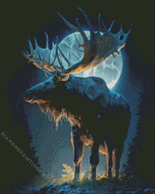 Moose and Moonlight 5D Diamond Painting