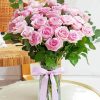 Pink Rose Flower Vase 5D Diamond Painting