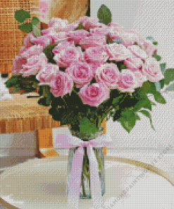 Pink Rose Flower Vase 5D Diamond Painting