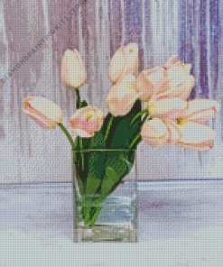 Pink Tulips in Vase 5D Diamond Painting