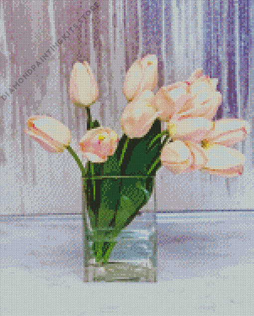 Pink Tulips in Vase 5D Diamond Painting