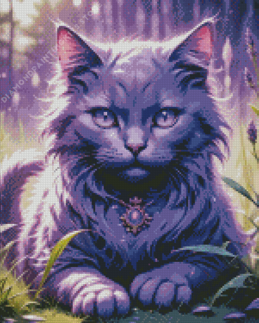 Purple Cat 5D Diamond Painting