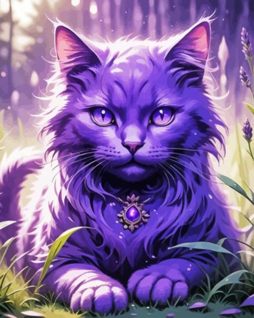 Purple Cat 5D Diamond Painting