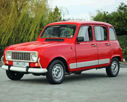 Red Renault 4 5D Diamond Painting