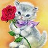 Rose and kitten 5D Diamond Painting