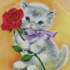 Rose and kitten 5D Diamond Painting