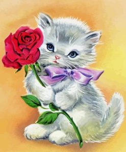 Rose and kitten 5D Diamond Painting