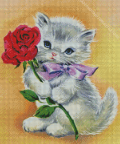 Rose and kitten 5D Diamond Painting