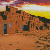 Sunset Over Taos Town 5D Diamond Painting