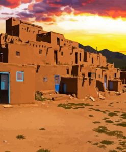 Sunset Over Taos Town 5D Diamond Painting