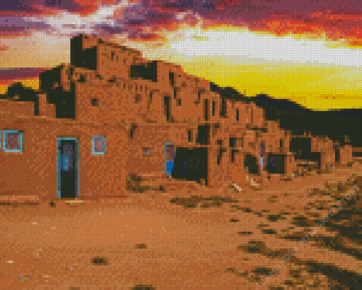 Sunset Over Taos Town 5D Diamond Painting